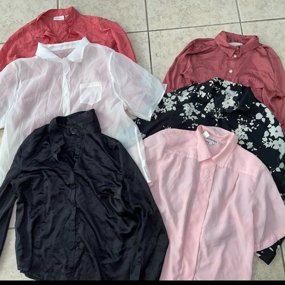 Large 10•lot bundle Vintage ladies dressy Y2K Secretary Assorted blouse Tops - Picture 7 of 9